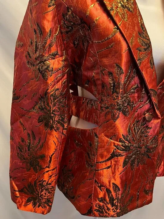 AKIRA Heavy Brocade Red Cutout Jacket NWOT – Size XL (Fits M/L) - Picture 8 of 16